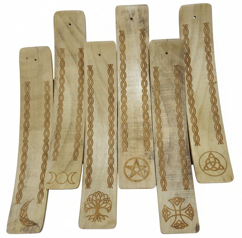 Wooden Incense Holder - Mixed Pagan Designs