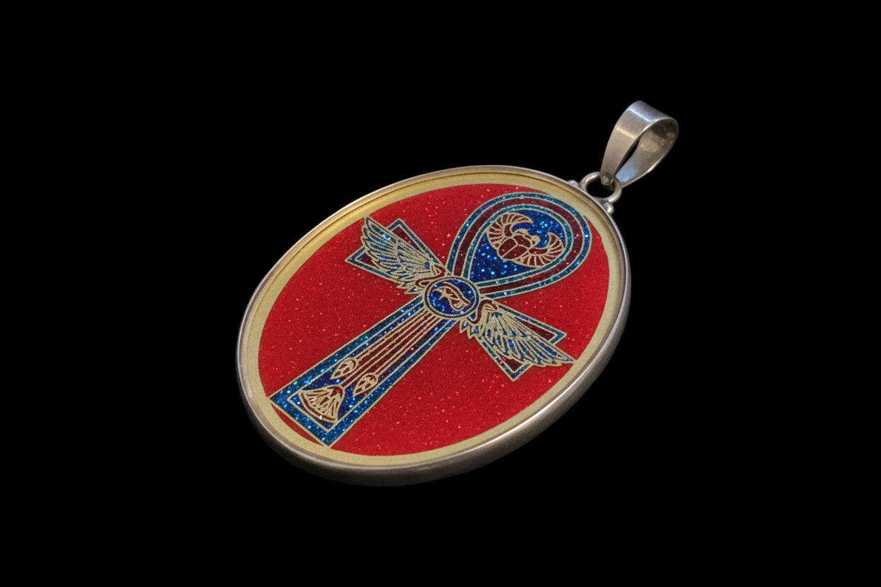 Epoxy Glitter Pendant- Scarab Ankh