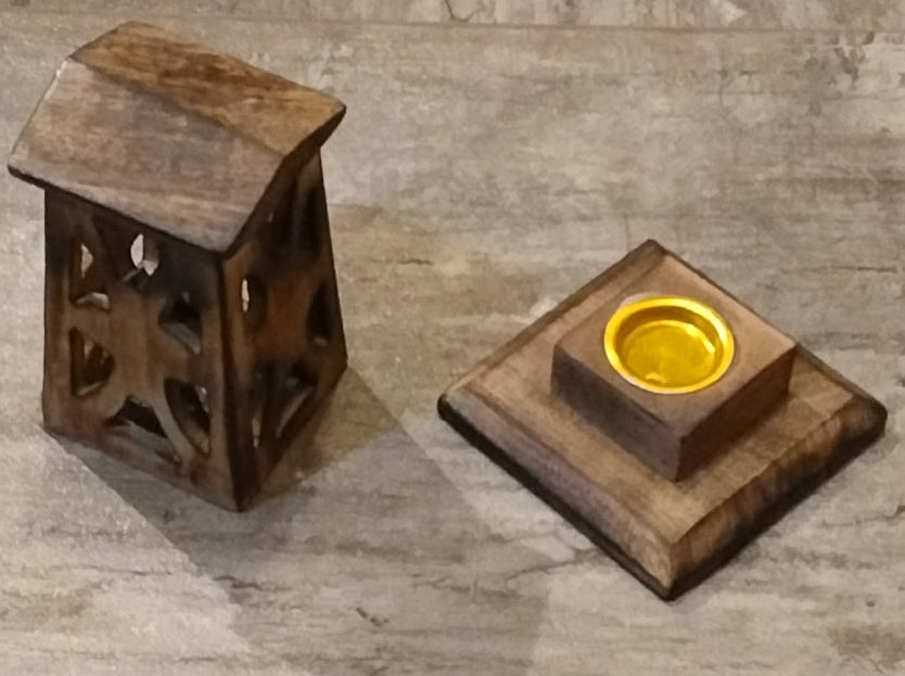 Small 4" Wooden Tower Incense Burner