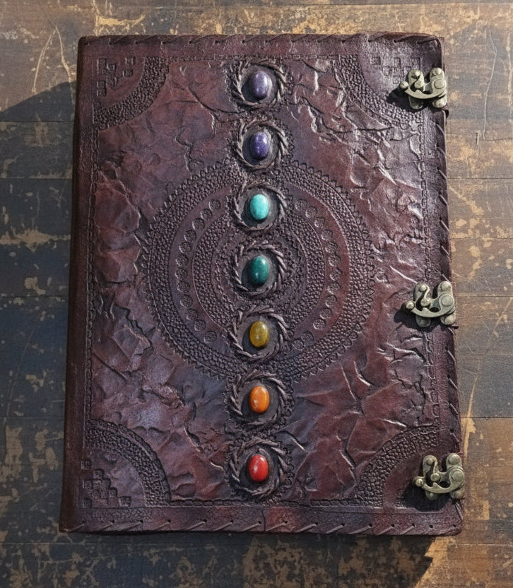 Large 10" x 13" 7 Chakra Leather Journal