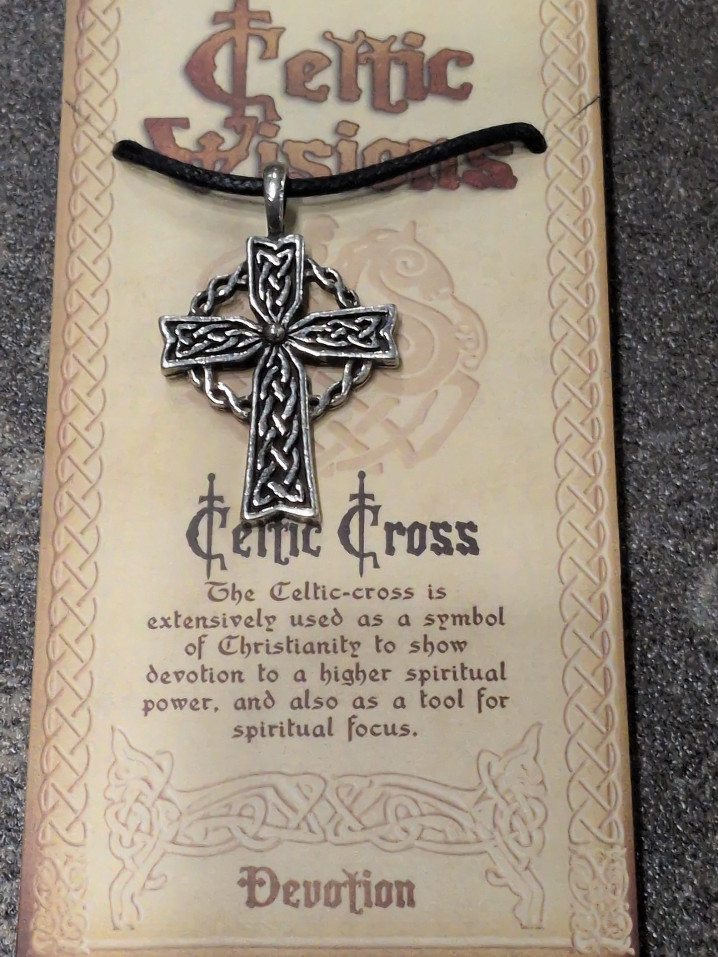 Celtic Visions Celtic Cross Pewter Pendant w/ Leather cord