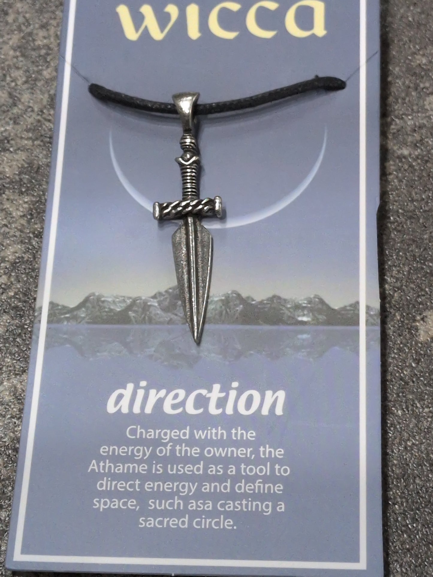 Wicca- Direction Pewter Pendant w/ Leather cord