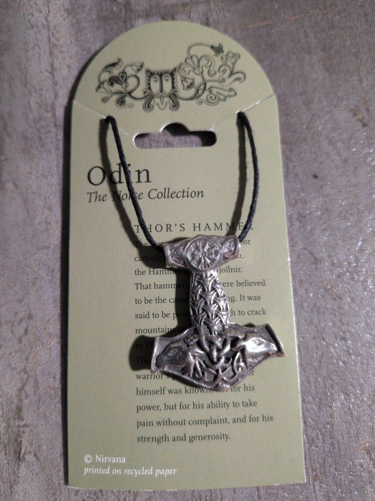 Odin (Norse Collection) Thor's Hammer/2 Rams heads Pewter Pendant