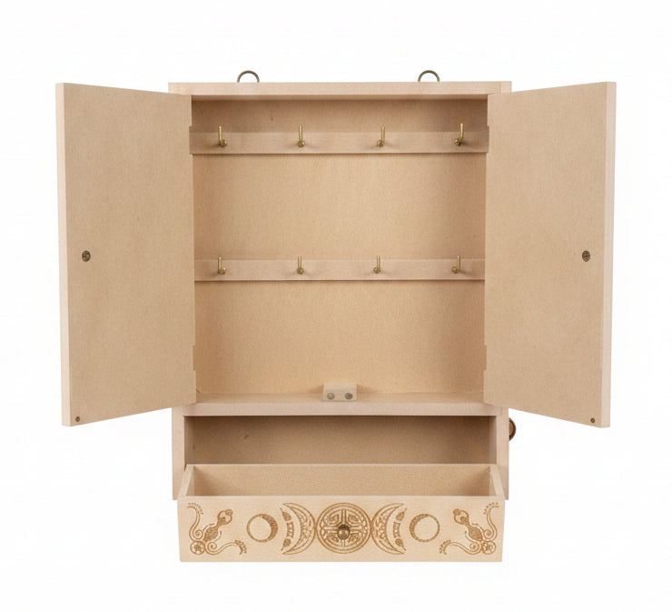 Goddess Wooden Laser Engraved Hanging Cabinet