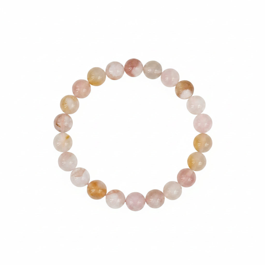8mm Cherry Blossom Agate round bead bracelet