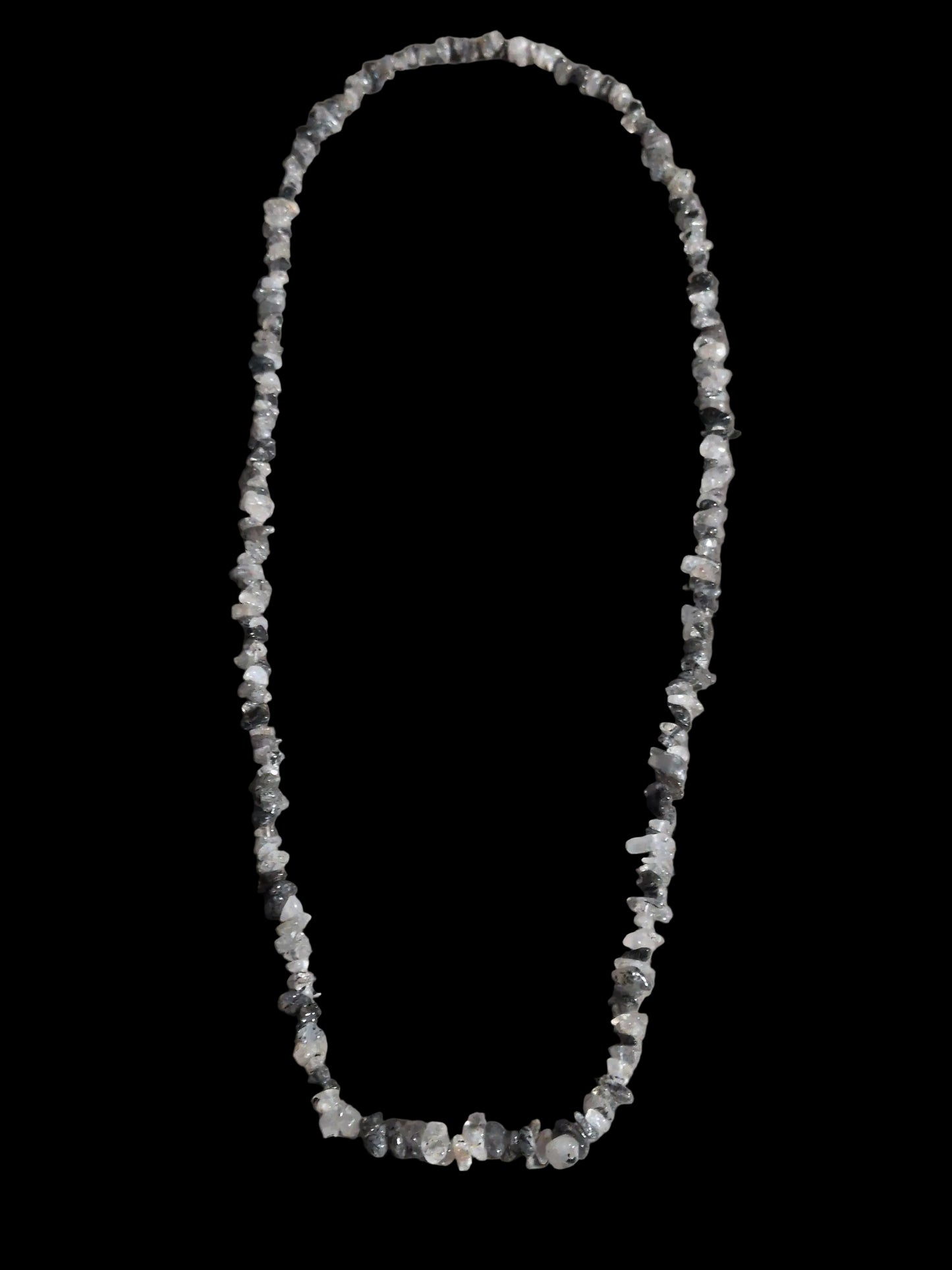 Gemstone Chips Necklace- Quartz w/ Black Tourmaline