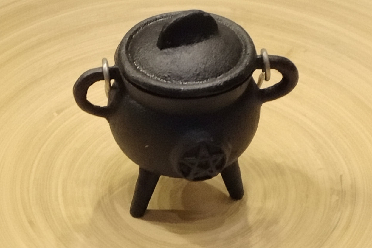 Small Cast Iron Cauldron w/ Pentacle emblem