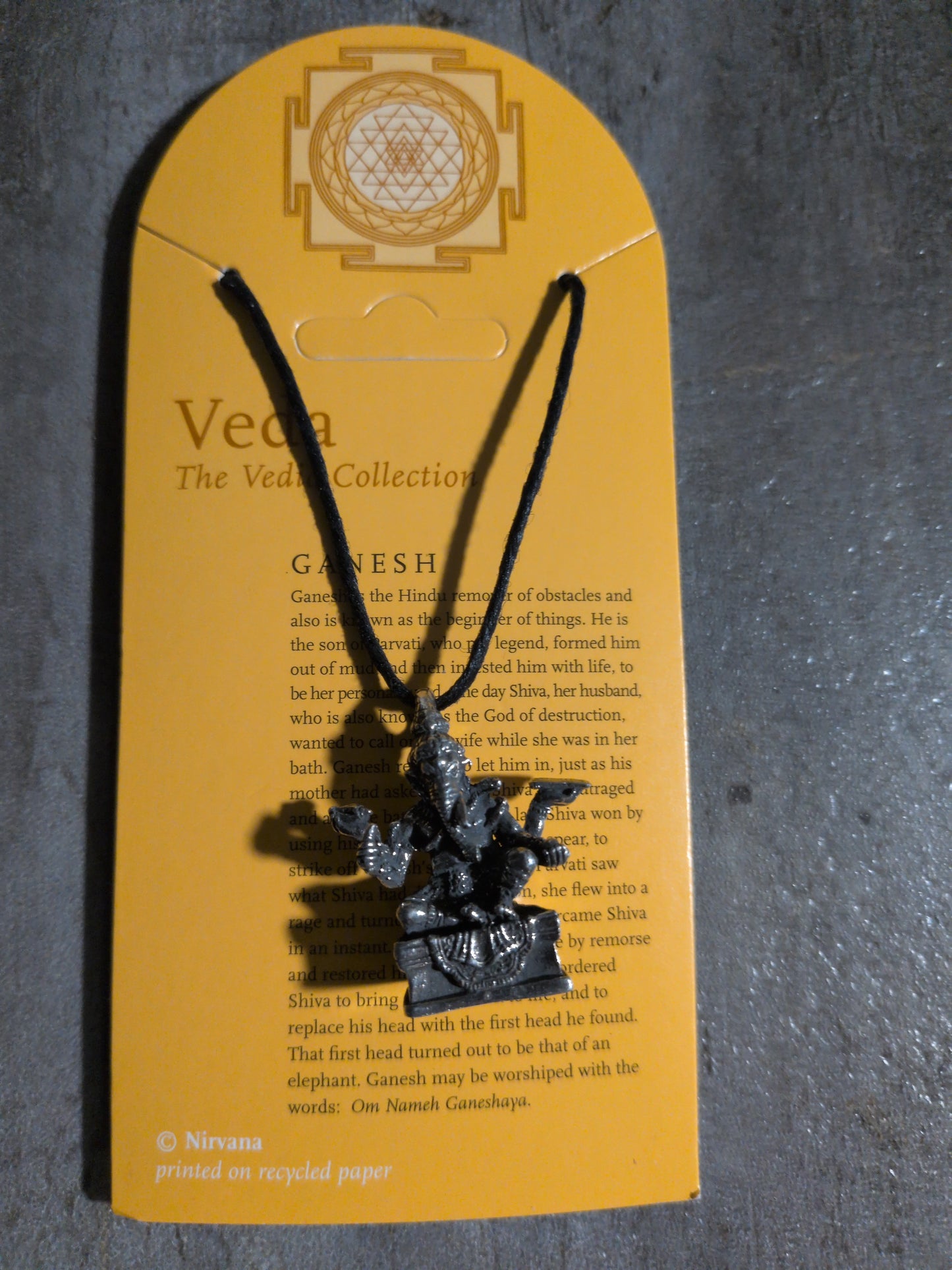 Veda / Vedic Collection Ganesh on Throne Pewter Pendant