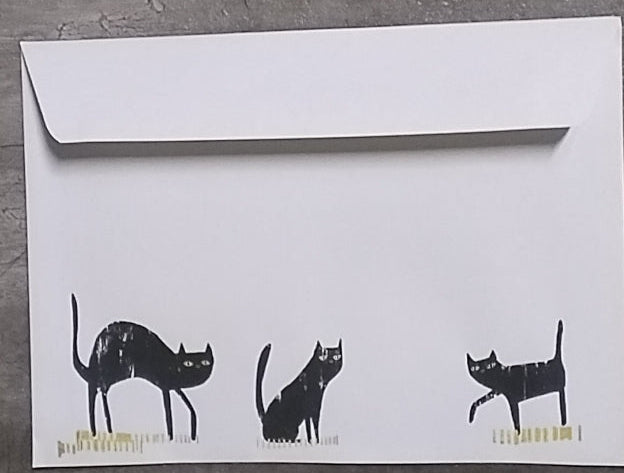 Happy Halloween Black Cat w/ Green Eyes Gift Card