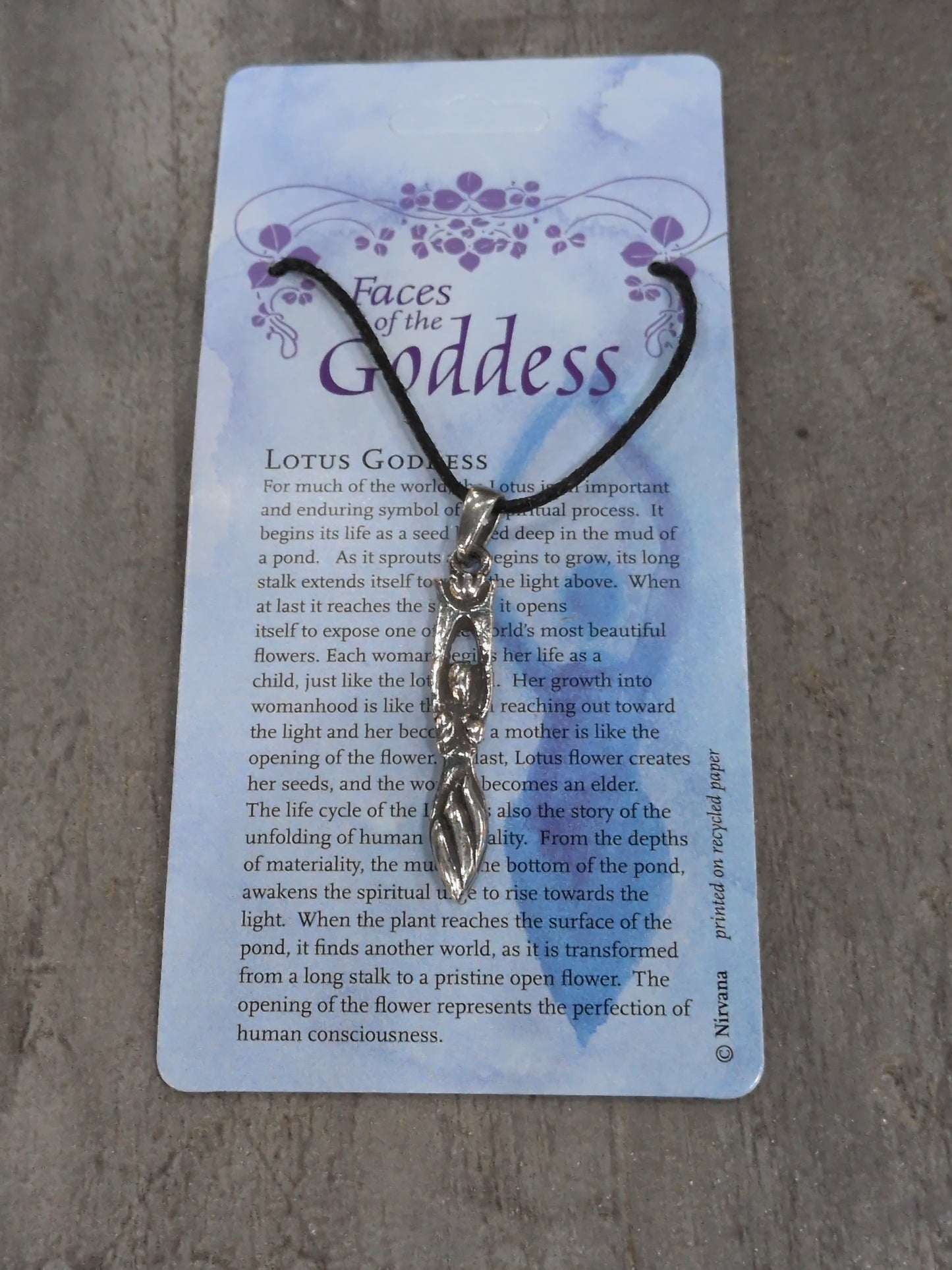 Faces of the Goddess Lotus Goddess Pewter Pendant