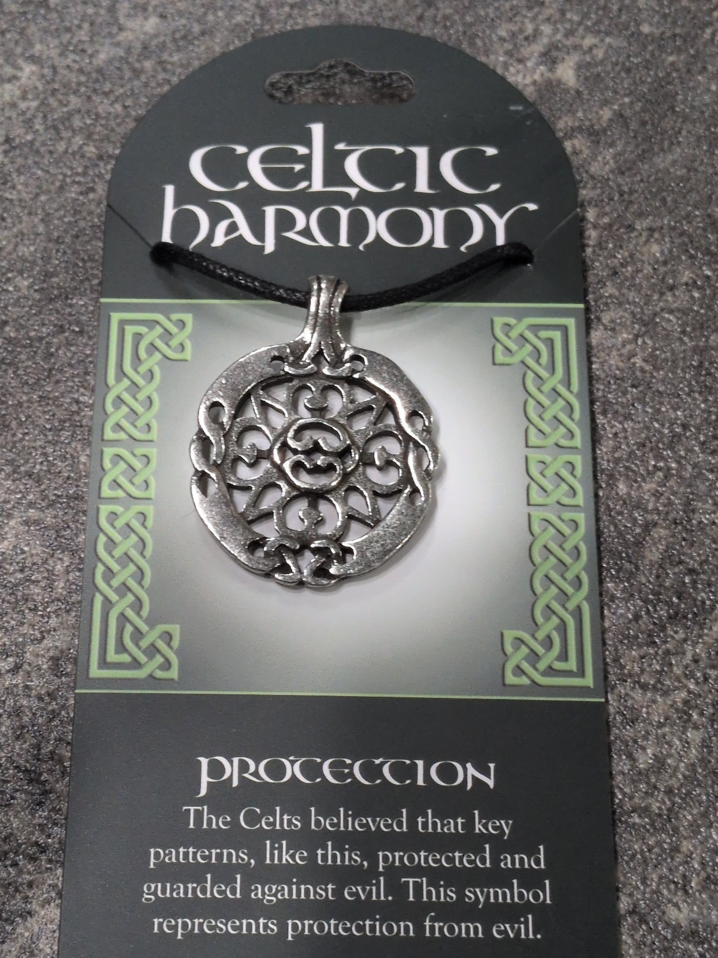Celtic Harmony Protection Pewter Pendant w/ Leather cord