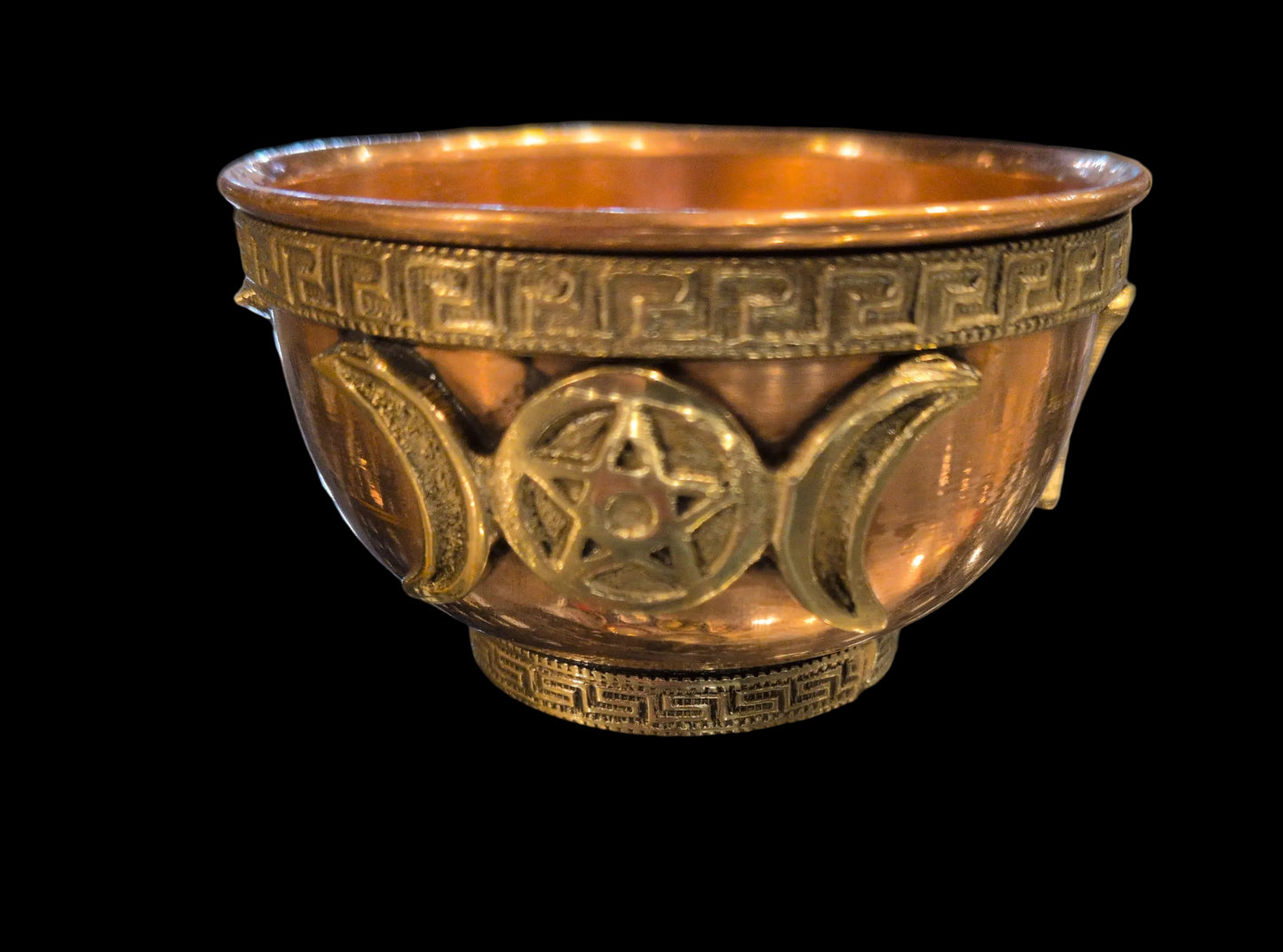 3" Copper & Brass Pentacle/ Crescent moons Offering bowl