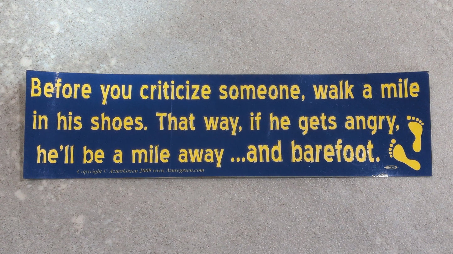 Before you criticize Bumper sticker