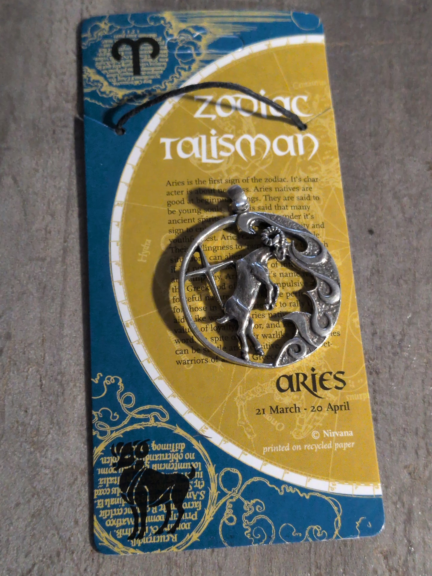 Zodiac Talisman Large Aries Pewter Pendant