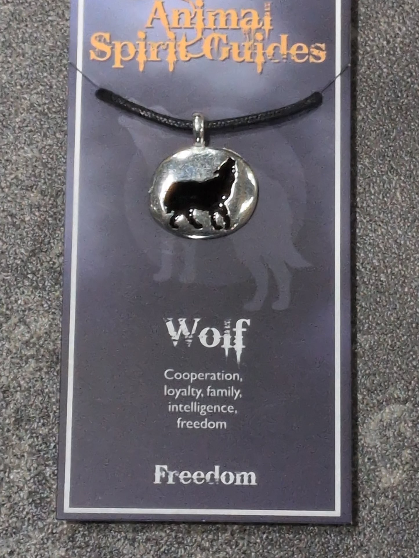 Spirit Animal Guides Wolf Pewter Pendant w/ Leather cord