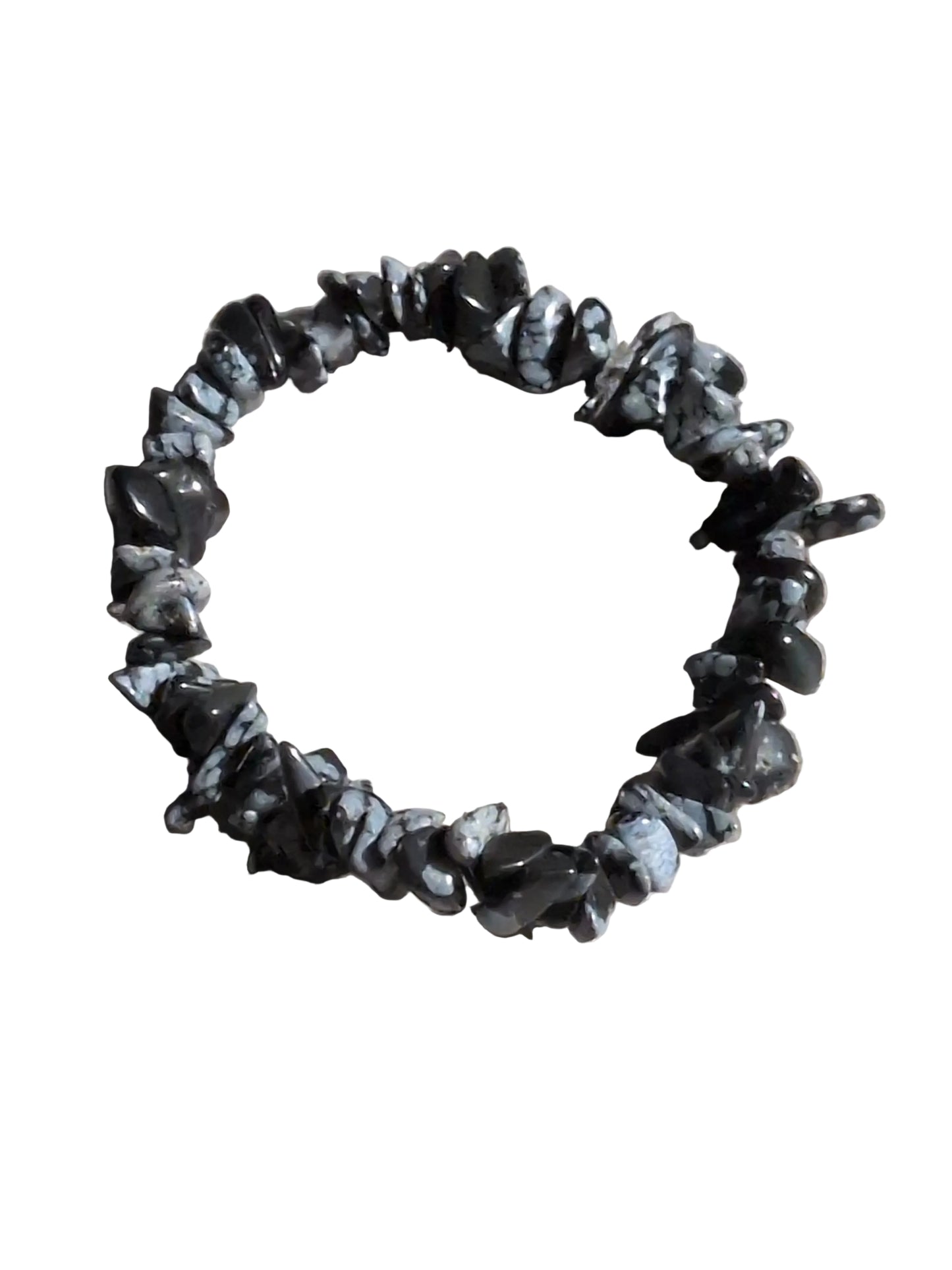 Elastic Chips Bracelet - Snowflake Obsidian