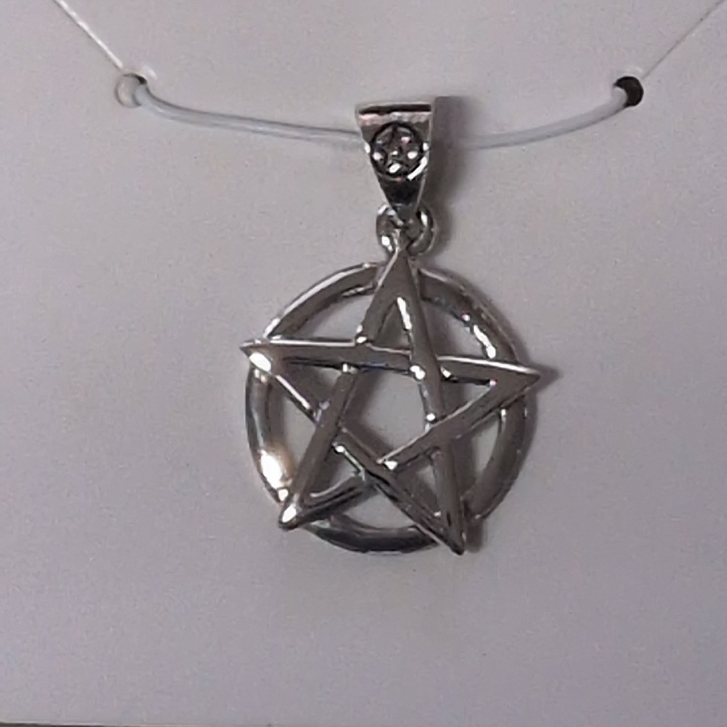 Pentacle on Smooth Circle Sterling Silver Pendant