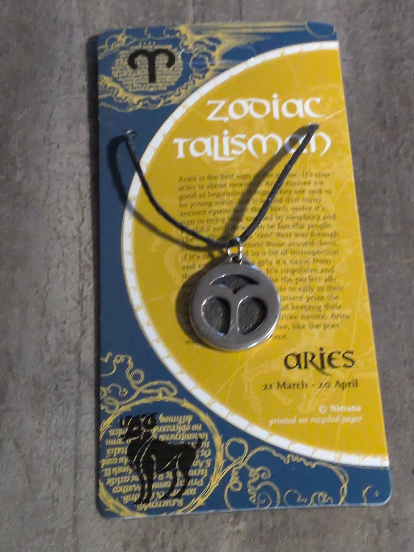 Zodiac Talisman Aries Pewter Amulet
