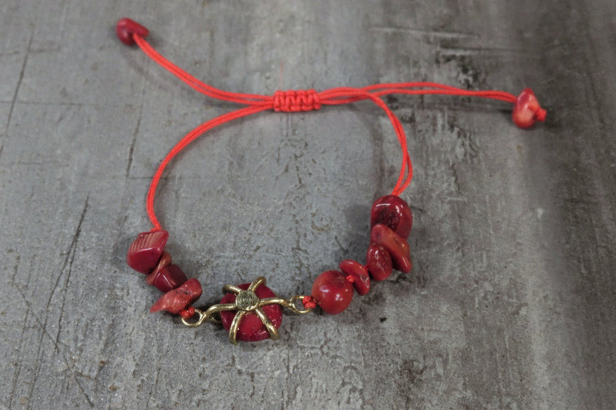 Red Coral macrame bracelet
