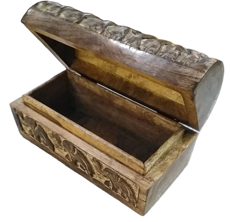 Large Mango Wood Carved Elephant Chest