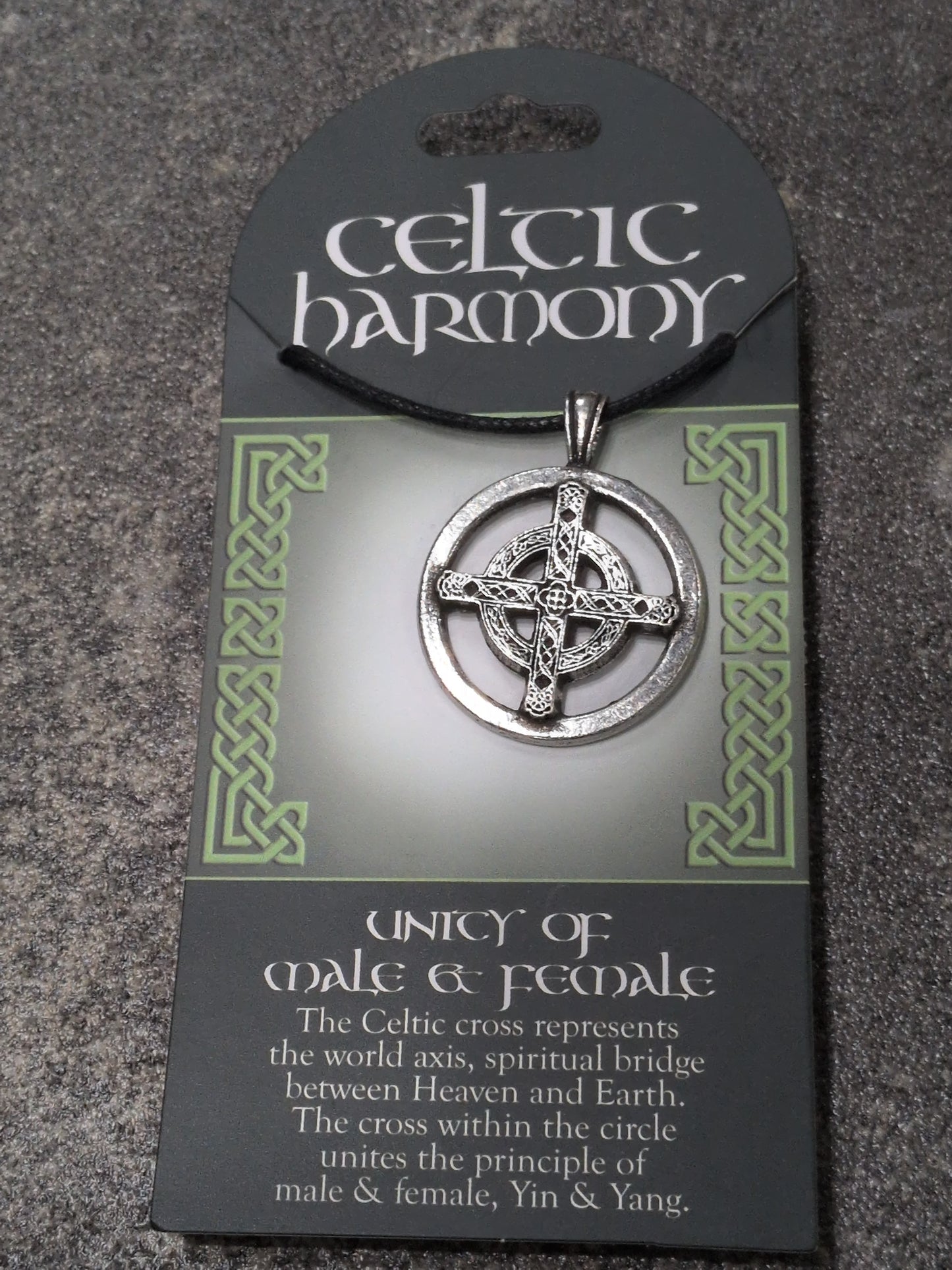 Celtic Harmony Unity of Male & Female Pewter Pendant w/ Leather cord