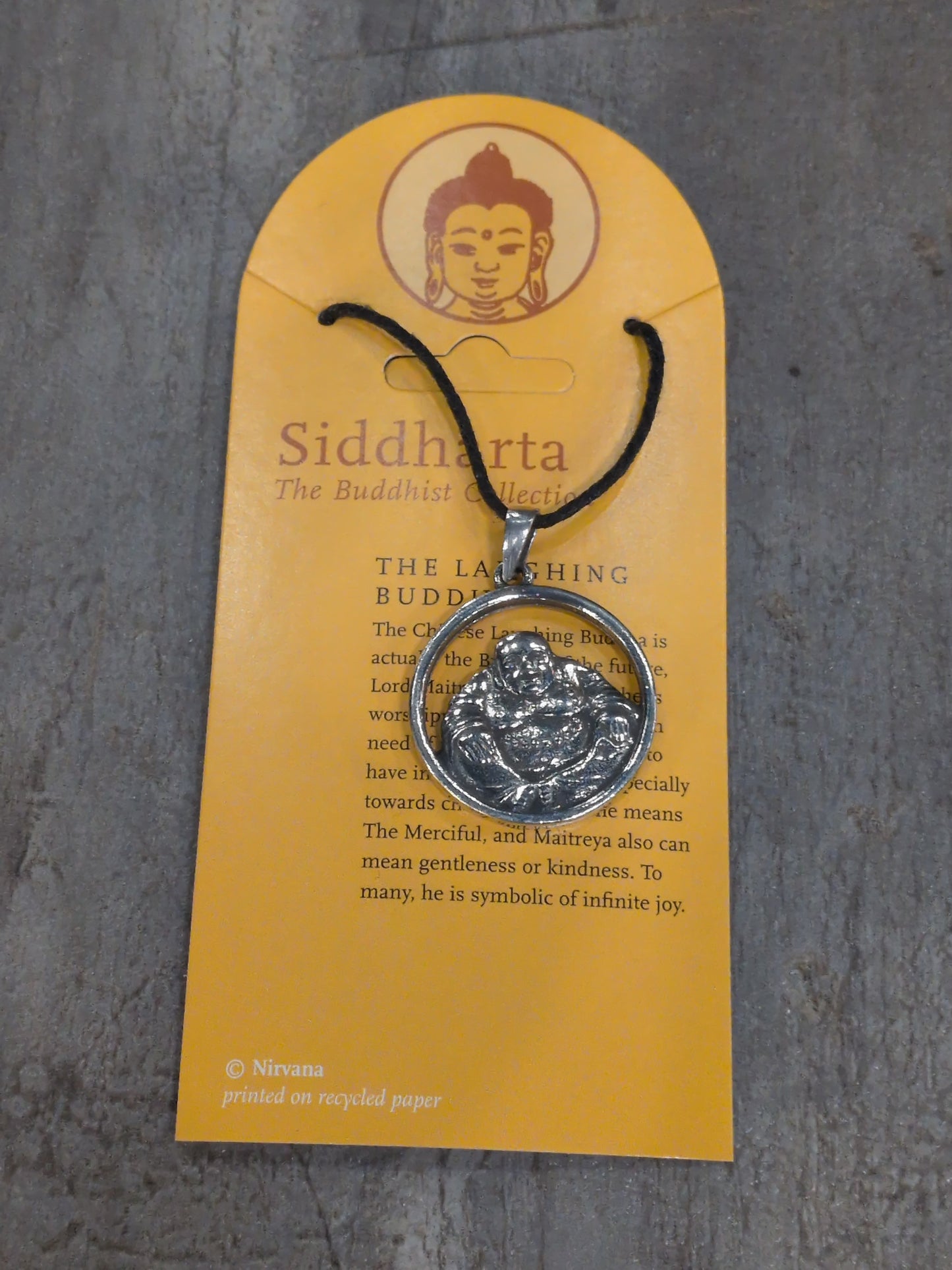 Siddharta/ Buddhist Collection The Laughing Buddha Pewter Pendant