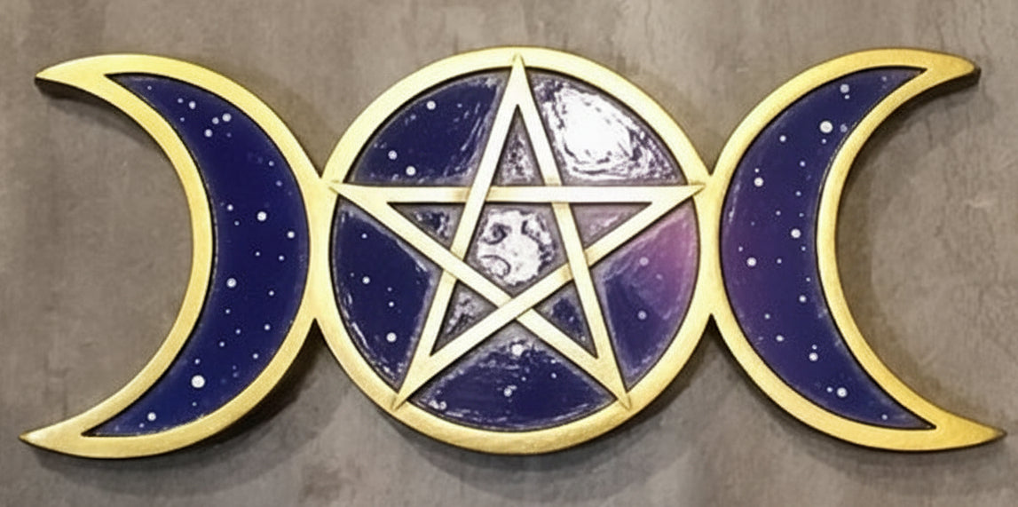 Triple Moon Goddess and Pentacle Incense burner
