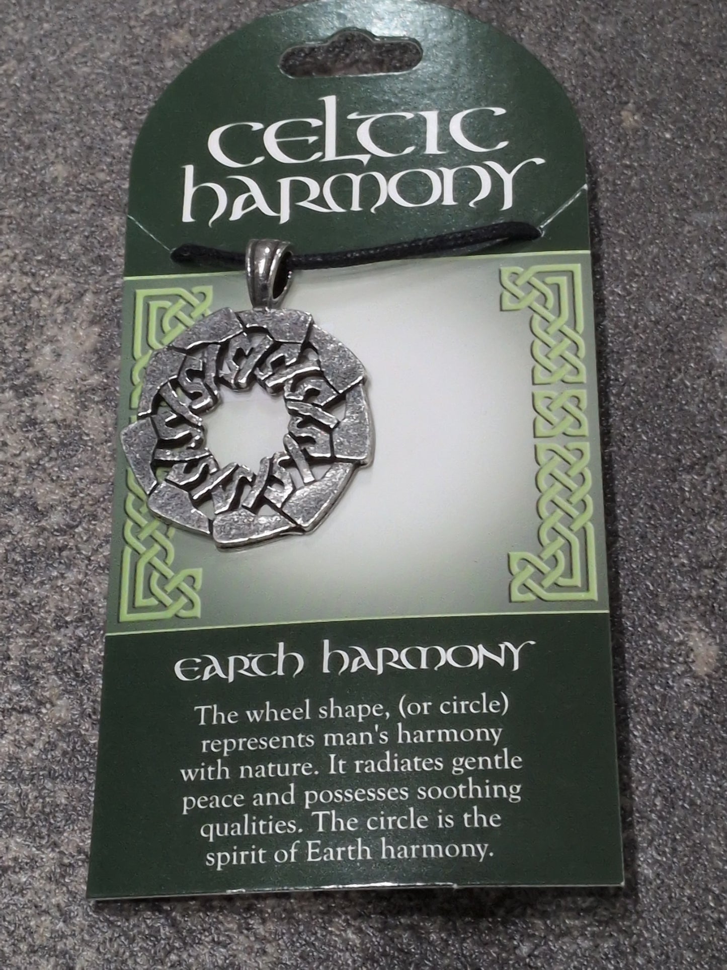 Celtic Harmony Earth Harmony Pewter Pendant w/ Leather cord