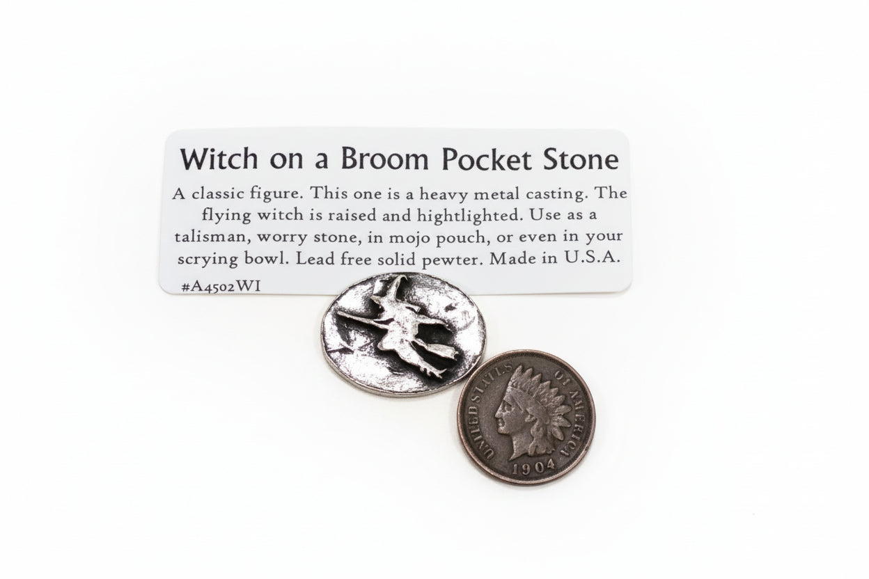 Witch on a Broom Pocket "Stone" - Token