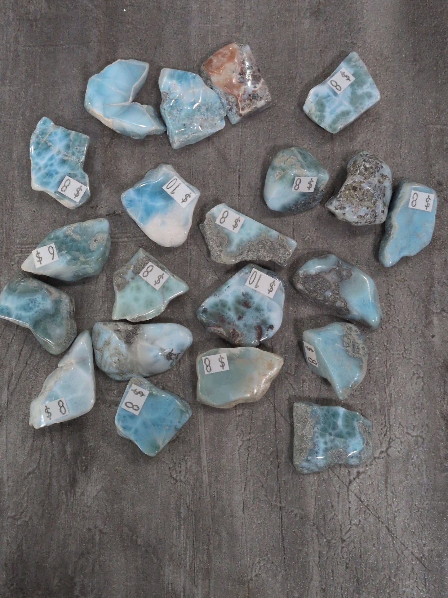 Larimar slabs Tumbled stone Priced Each