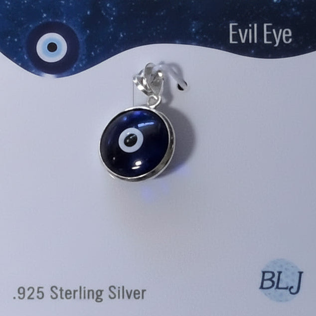 8mm Evil Eye Glass Eye Sterling Silver Pendant