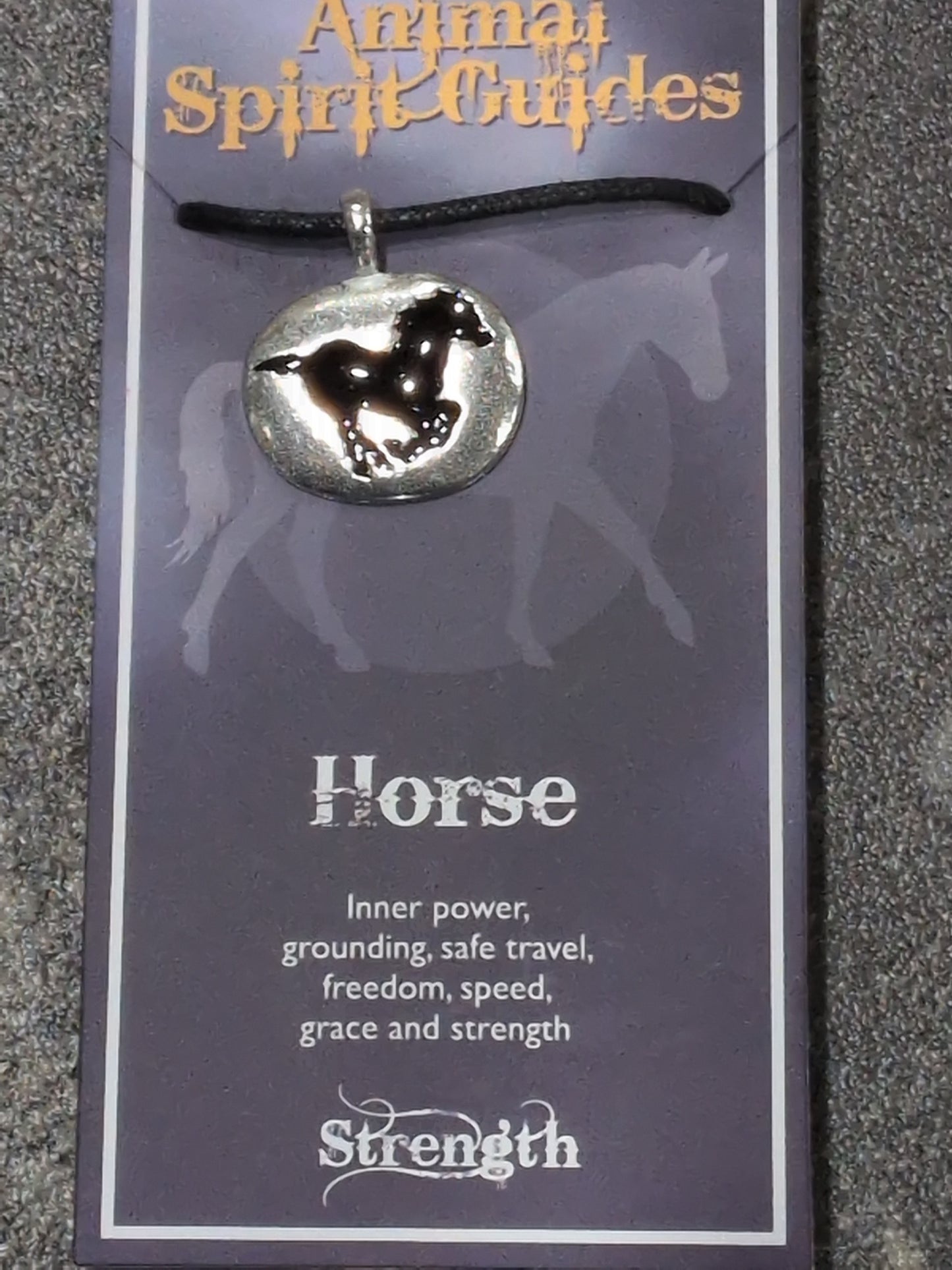 Spirit Animal Guides Horse Pewter Pendant w/ Leather cord