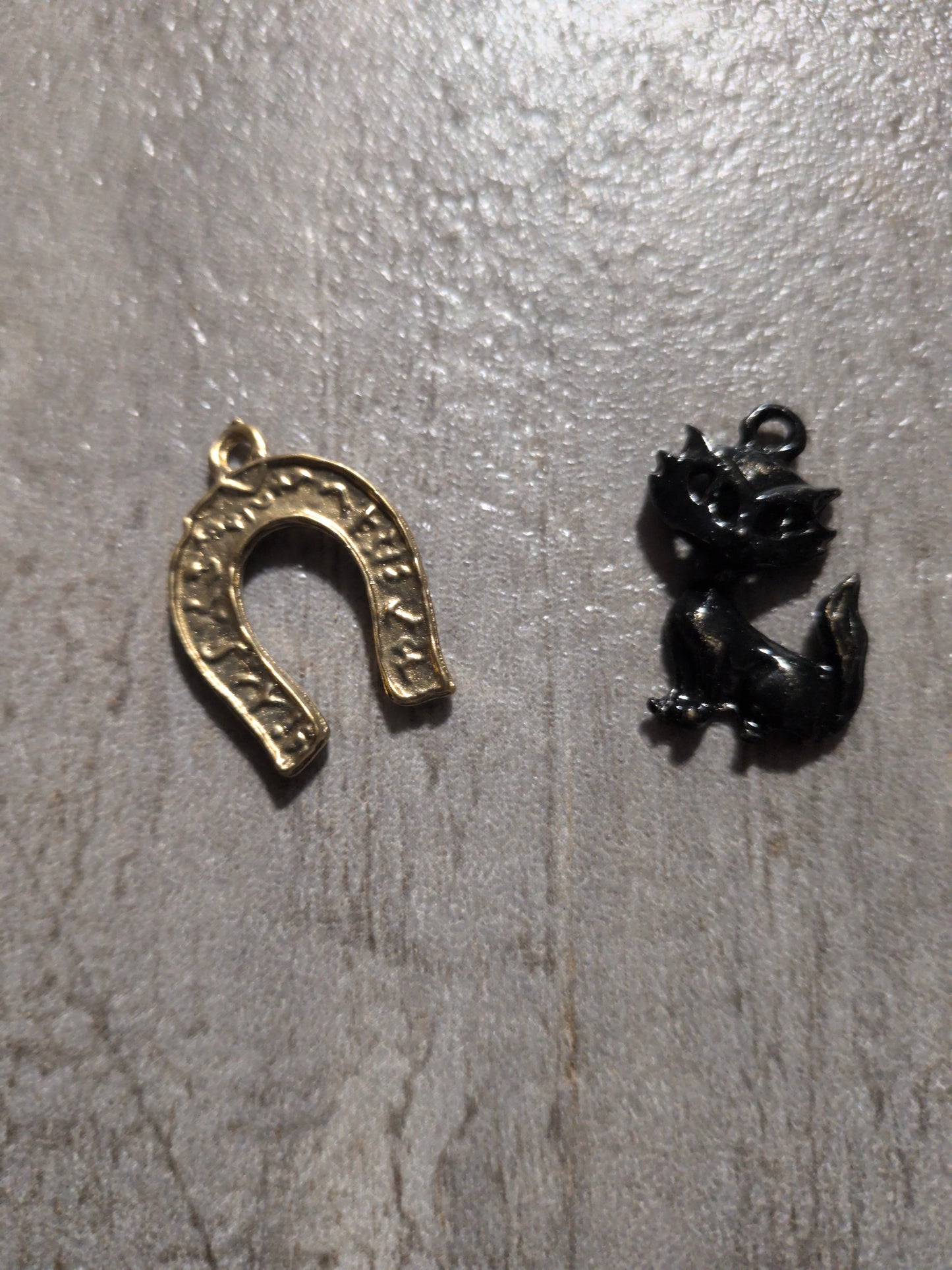 Black Cat and Horseshoe Pewter Pendant