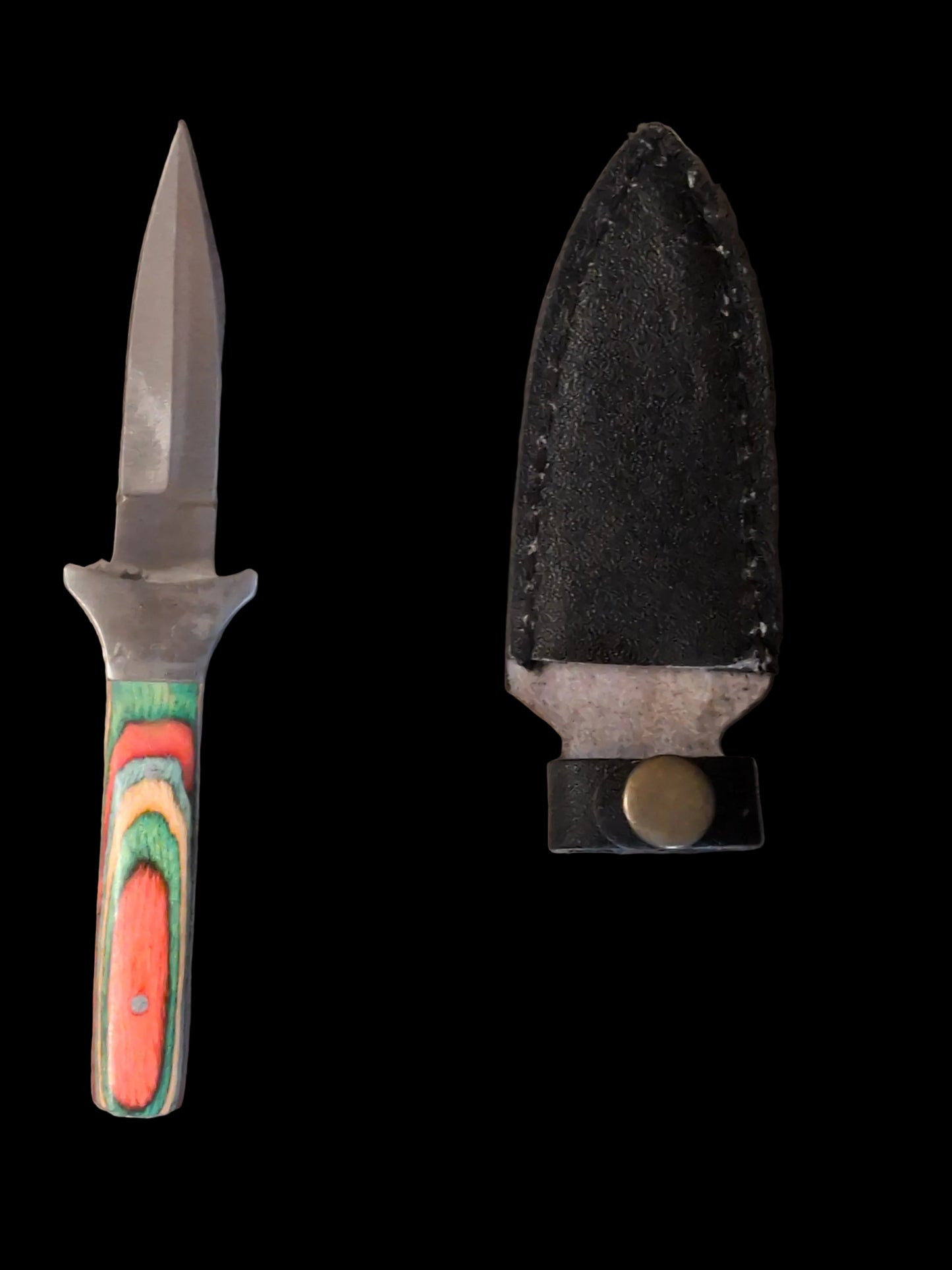 Multi color Stained Wood Handle Slim Boot Knife- Athame