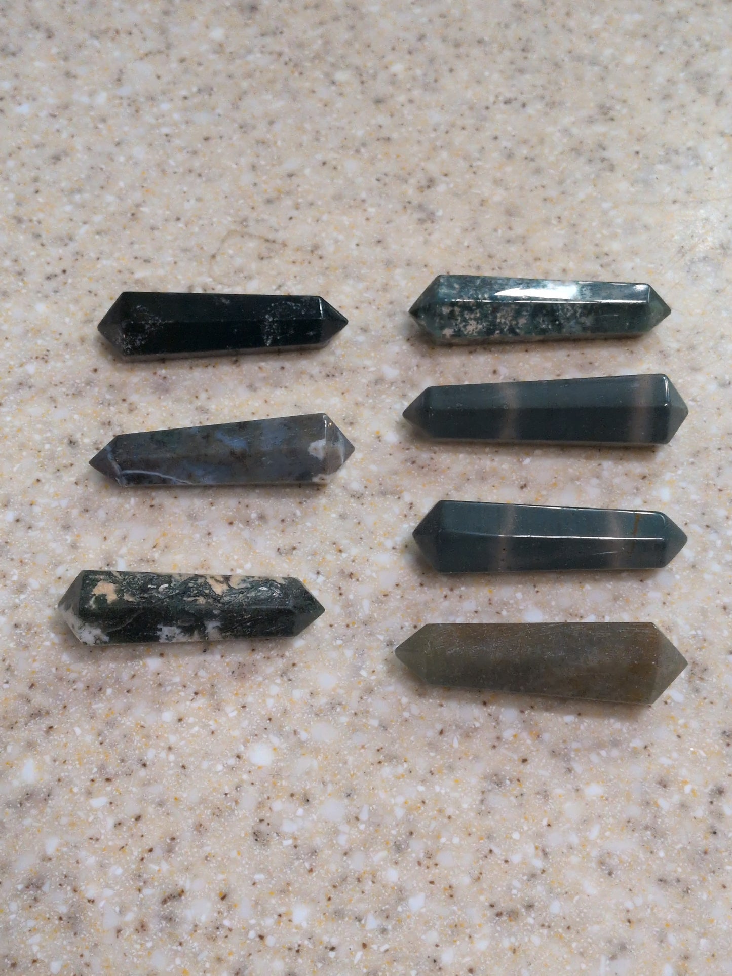 Green Moss Agate double point wand