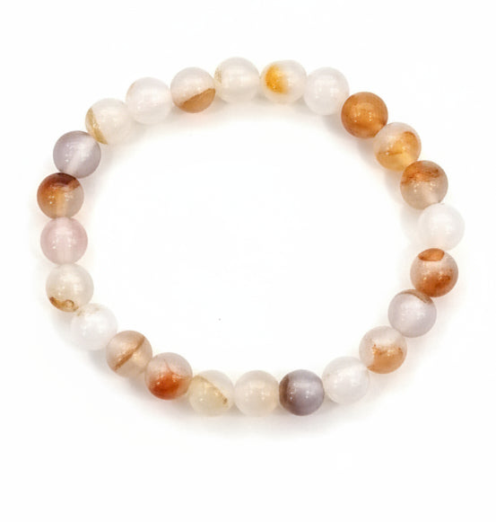 8mm Dendric Agate round bead bracelet