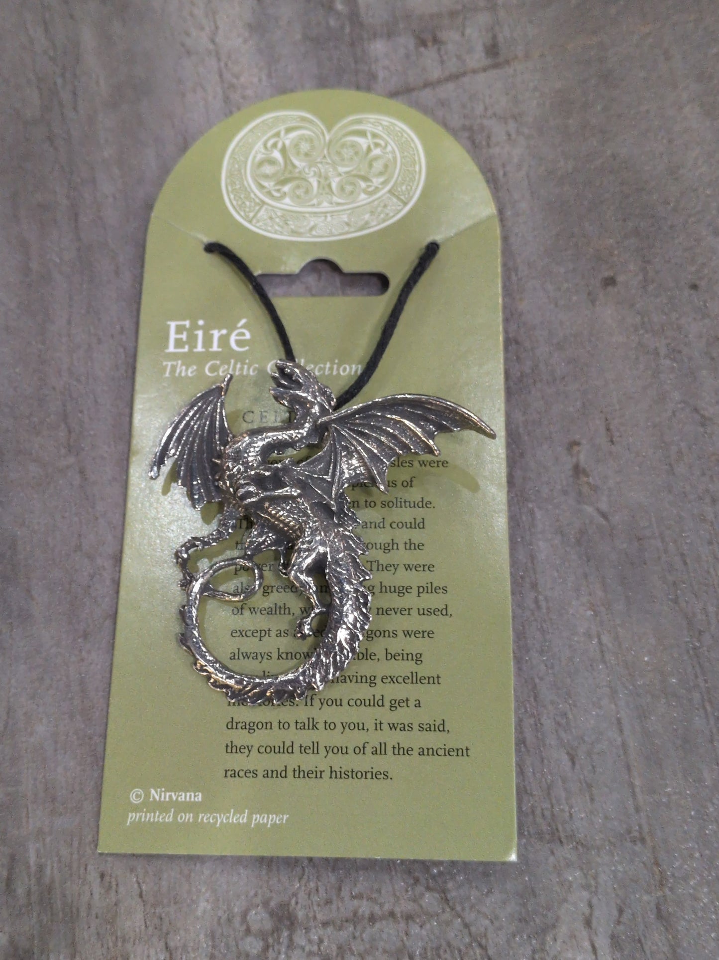 Eiré Celtic Collection Large Celtic Dragon Pewter Pendant