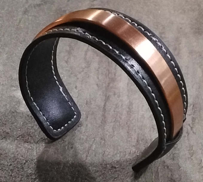 Vegan Black Leather Sleeve for Copper Cuffs