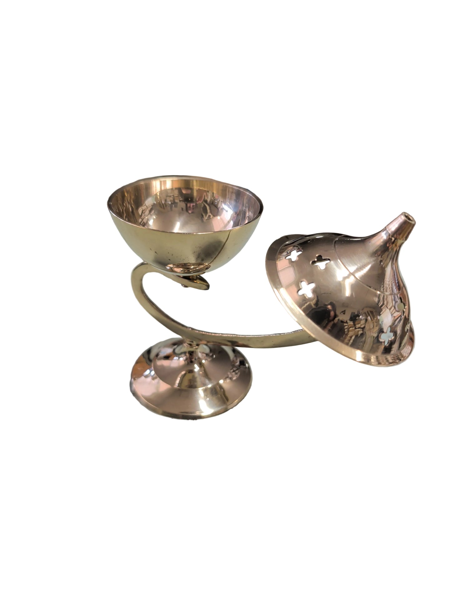 Brass Incense Burner With Handle, Polished Brass