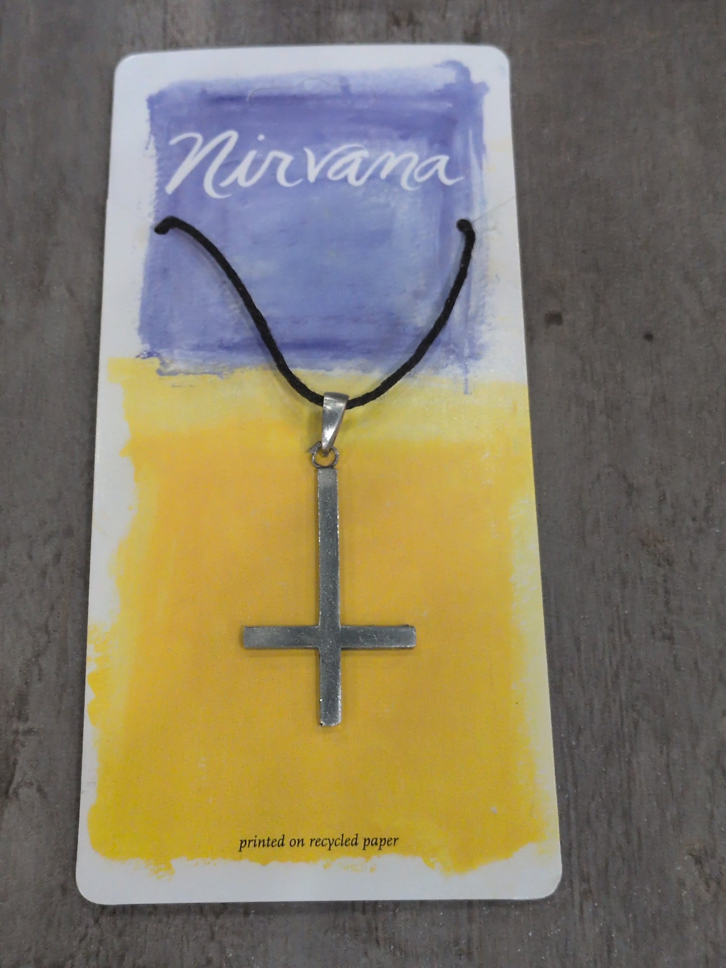 Nirvana Inverted Cross Pewter Pendant