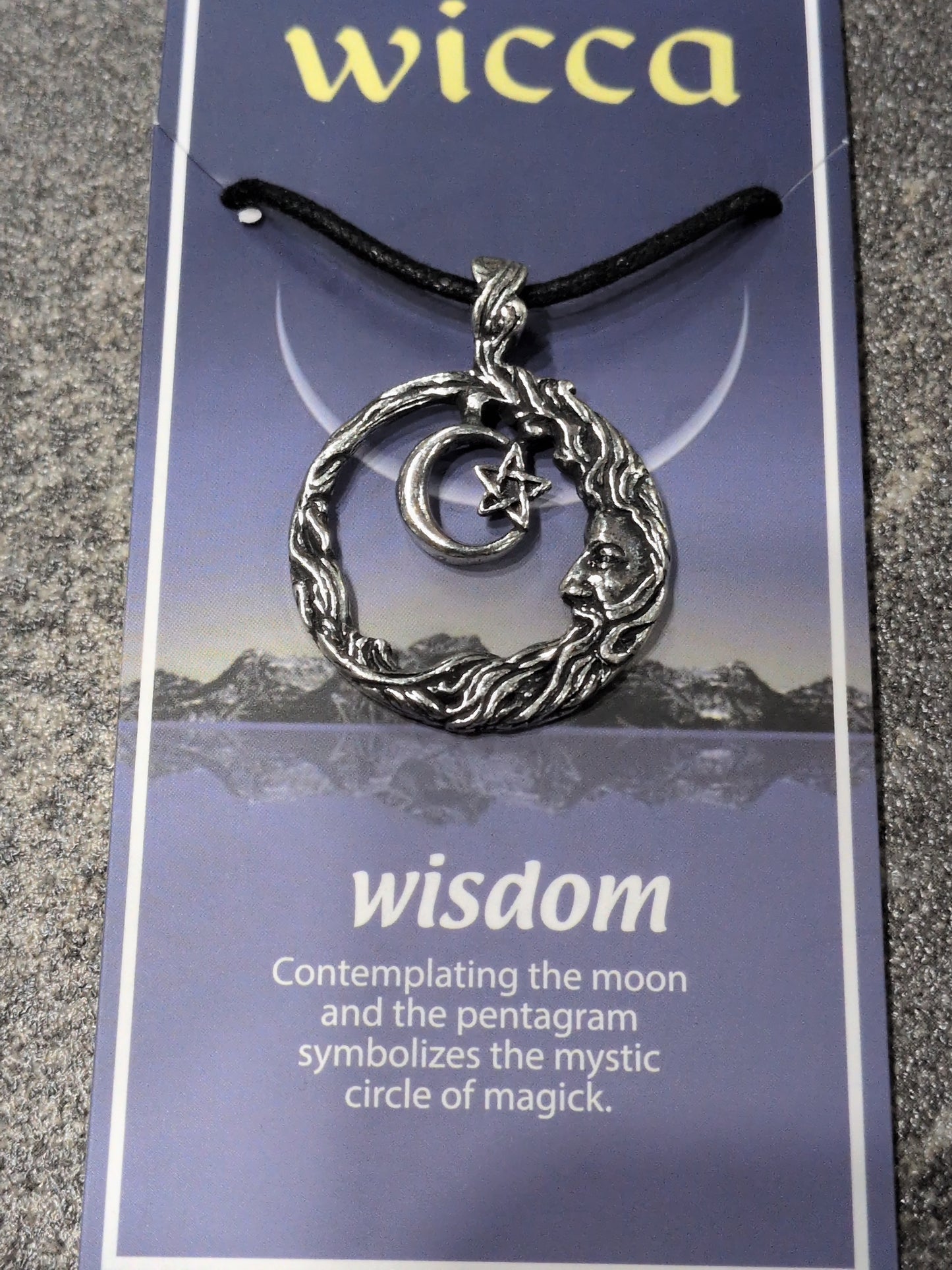 Wicca- Wisdom Pewter Pendant w/ Leather cord