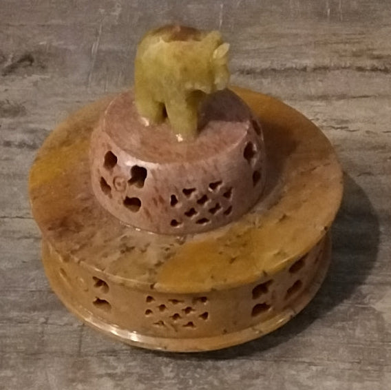 Soap Stone Elephant Incense burner dish