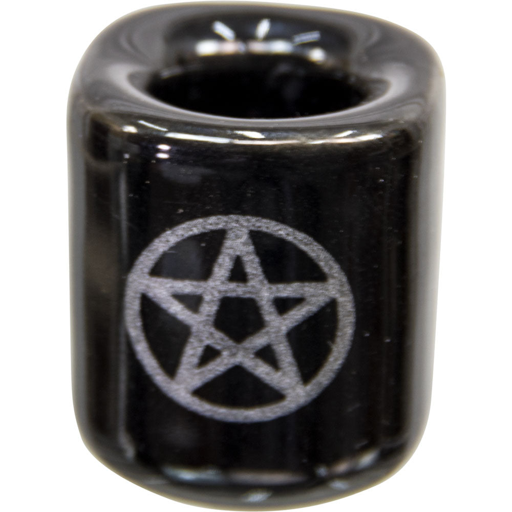 Black With Silver Pentagram chime candle holder