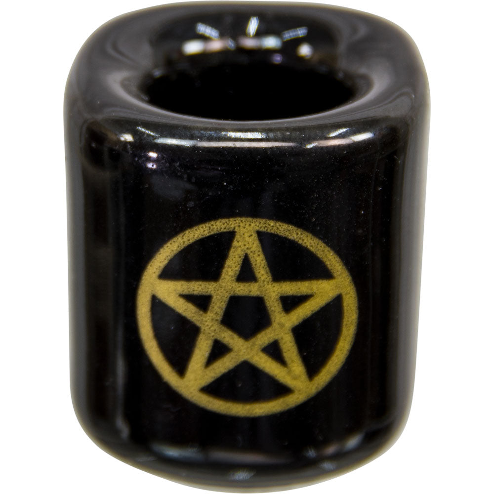Black With Gold Pentagram chime candle holder