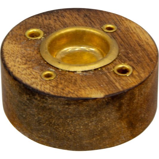 Wood with Brass Inlay incense holder