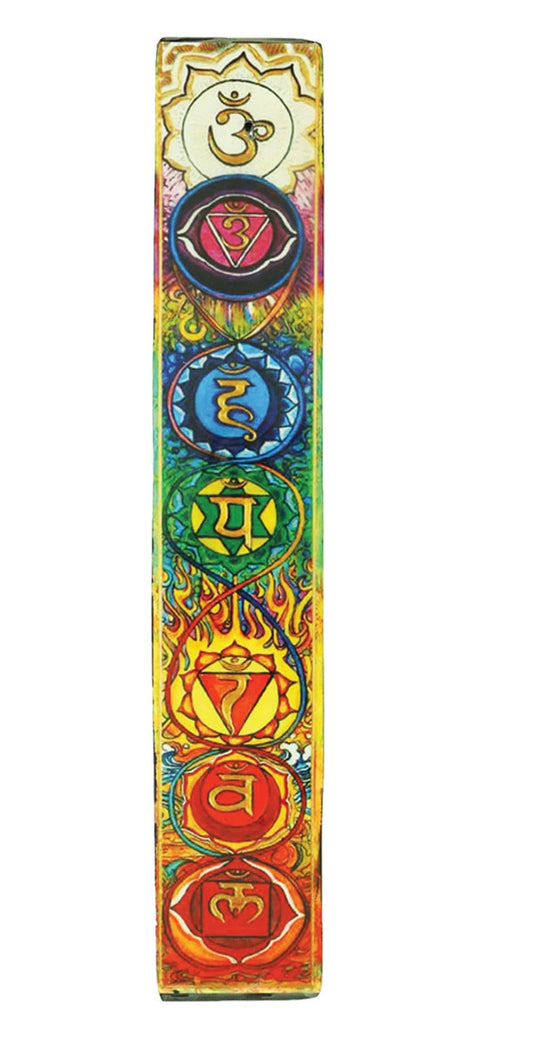 11" Seven Chakras Wooden Incense Ash Catcher
