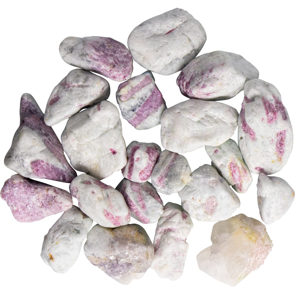 Natural Pink Tourmaline on Quartz Tumbled Stone