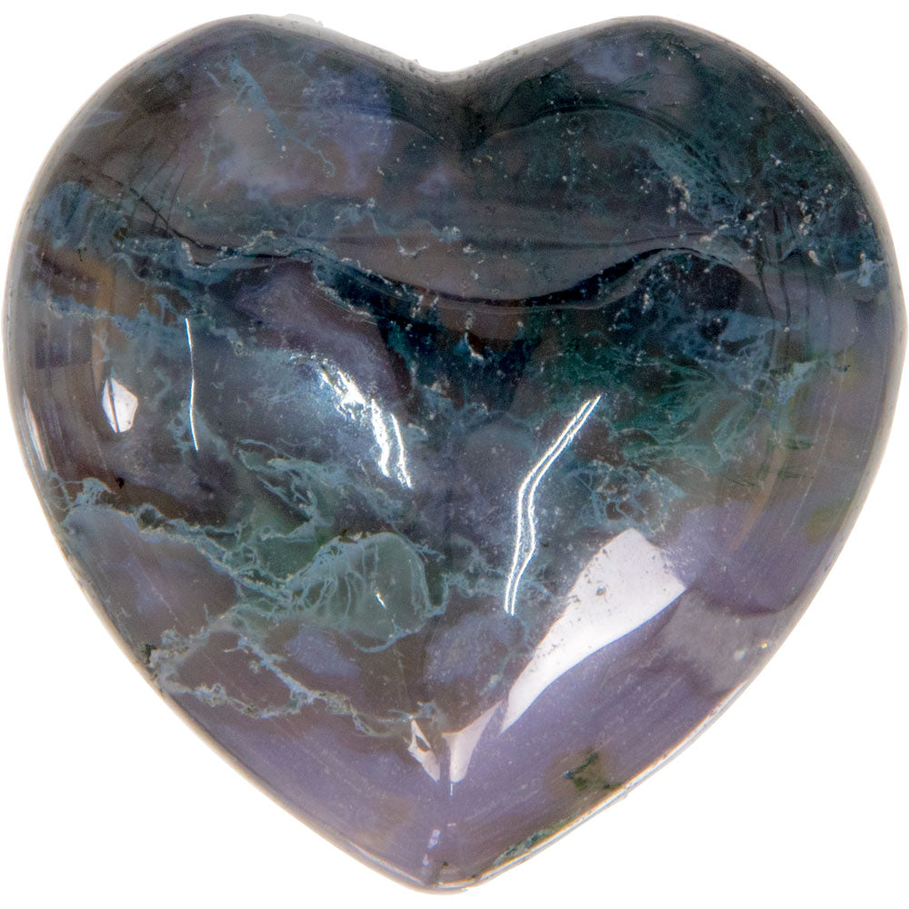 Puffed Gemstone Heart - Moss Agate