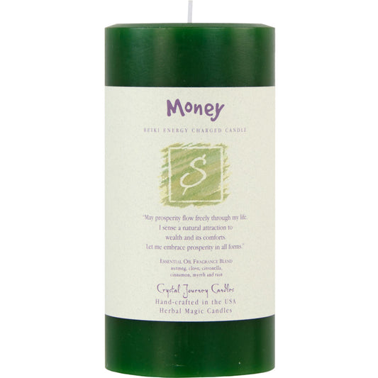 Reiki Herbal Pillar Candle Money 3"x 6"