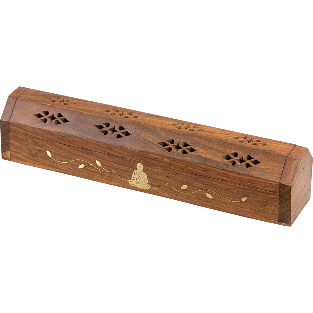 Wood Incense Storage Box Buddha